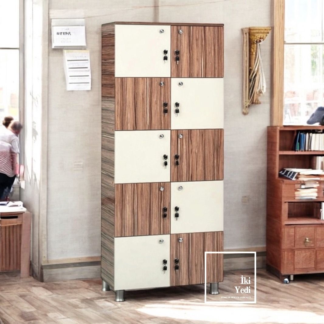 Nexagon-10 Kilitli Kapaklı Dolap 10 Gözlü Emanet Dolabı Öğretmen Dolabı Ofis Büro Okul Mobilyaları
