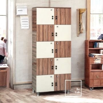 Nexagon-10 Kilitli Kapaklı Dolap 10 Gözlü Emanet Dolabı Öğretmen Dolabı Ofis Büro Okul Mobilyaları