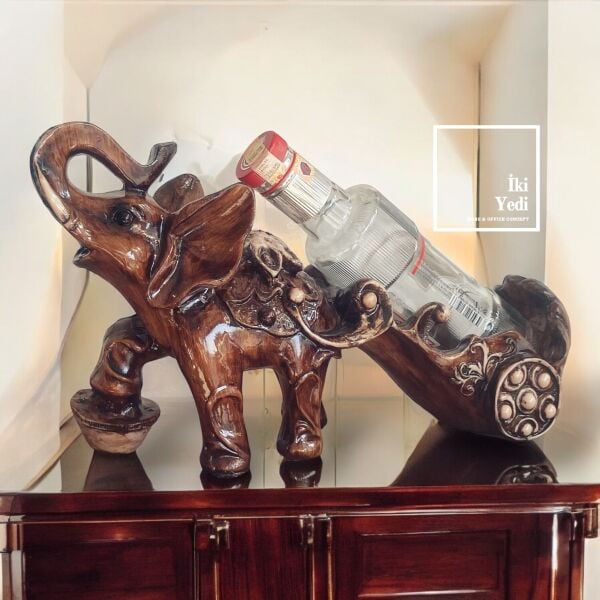 Andre Fil Figürlü Şişelik Şaraplık Dekoratif Objeler Ev Hediyesi Dekorasyon Ürünleri Ofis Konsept Modeller