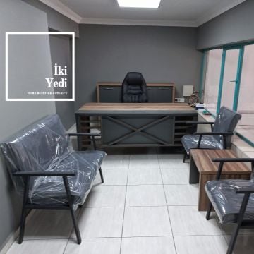 Examen X Tasarım Makam Oda Takımı Yönetici Çalışma Masası Seti Ofis Mobilyası Büro Grubu