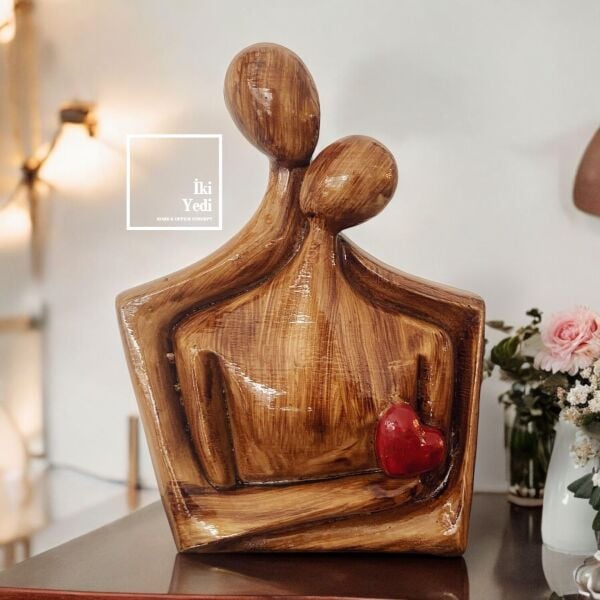 Lovers 77-4 Aşıklar Figürü Kalpli Dekoratif Obje Sevgili Temalı Heykel Hediye Modern Romantik Şık