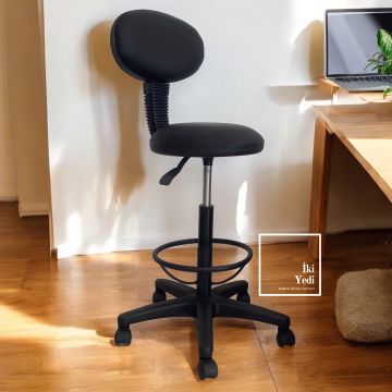 Nenuphar Kalın Süngerli Hareketli Bar Taburesi Döner Bar Sandalyesi Kolsuz Kolçaksız Bistro Kasa Tipi Ofis Çalışma Deri veya Kumaş