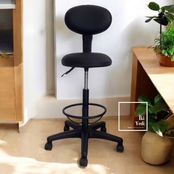 Nenuphar Kalın Süngerli Hareketli Bar Taburesi Döner Bar Sandalyesi Kolsuz Kolçaksız Bistro Kasa Tipi Ofis Çalışma Deri veya Kumaş