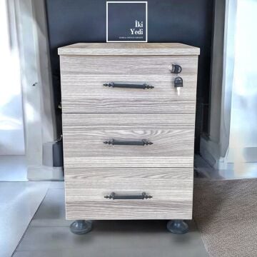 Elfe Kilitli Ofis Kesonu, 3 Çekmeceli Masa Altı Etajer, Büro Dolabı, Ofis Düzenleyici Ofis Mobilyaları Büro Çalışma Grubu