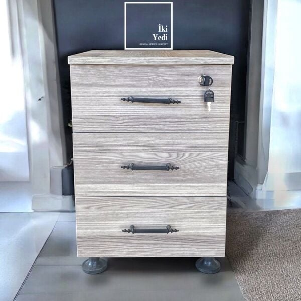 Elfe Kilitli Ofis Kesonu, 3 Çekmeceli Masa Altı Etajer, Büro Dolabı, Ofis Düzenleyici Ofis Mobilyaları Büro Çalışma Grubu