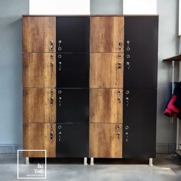 Nexagon-16 Kilitli Kapaklı Dolap 16 Gözlü Emanet Dolabı Kilitli Öğretmen Okul Dolabı Okul Mobilyaları Renkli