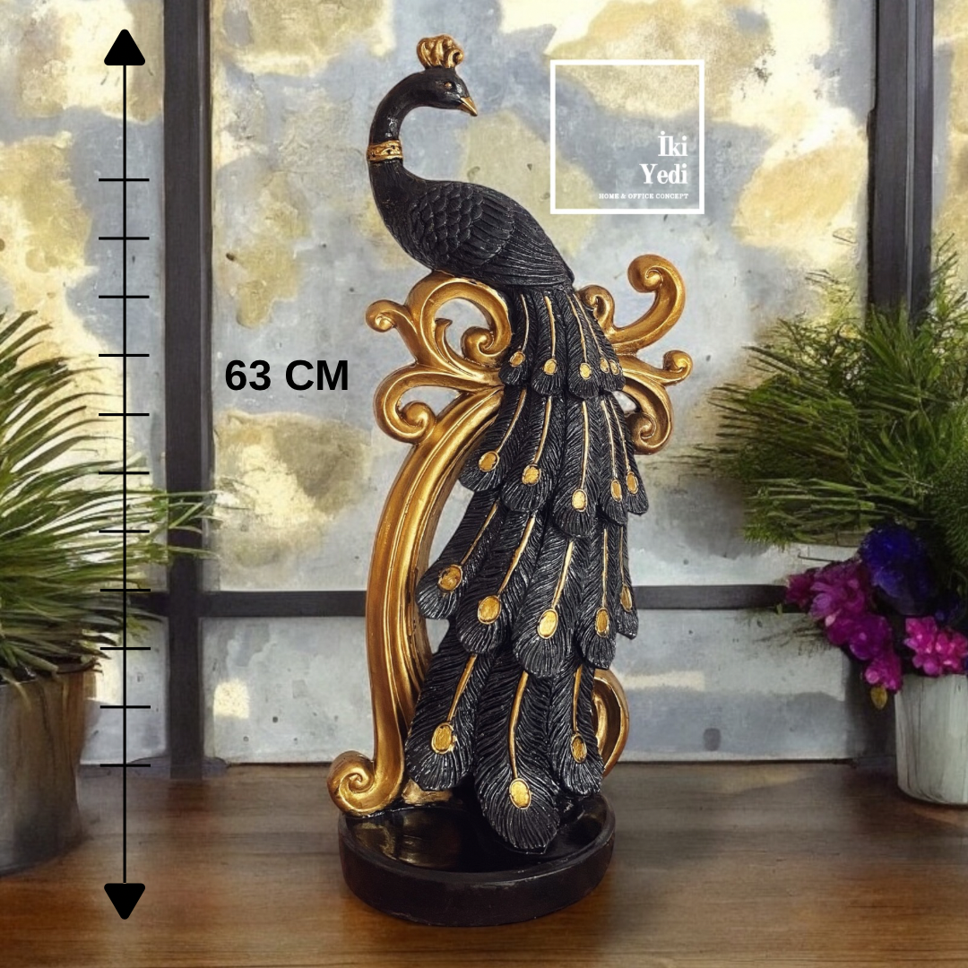 Tordi 63 cm Büyük Tavuskuşu Heykeli Ev Dekorasyon Ürünleri Ofis Hediyesi Anlamlı Dekoratif Objeler Figürler