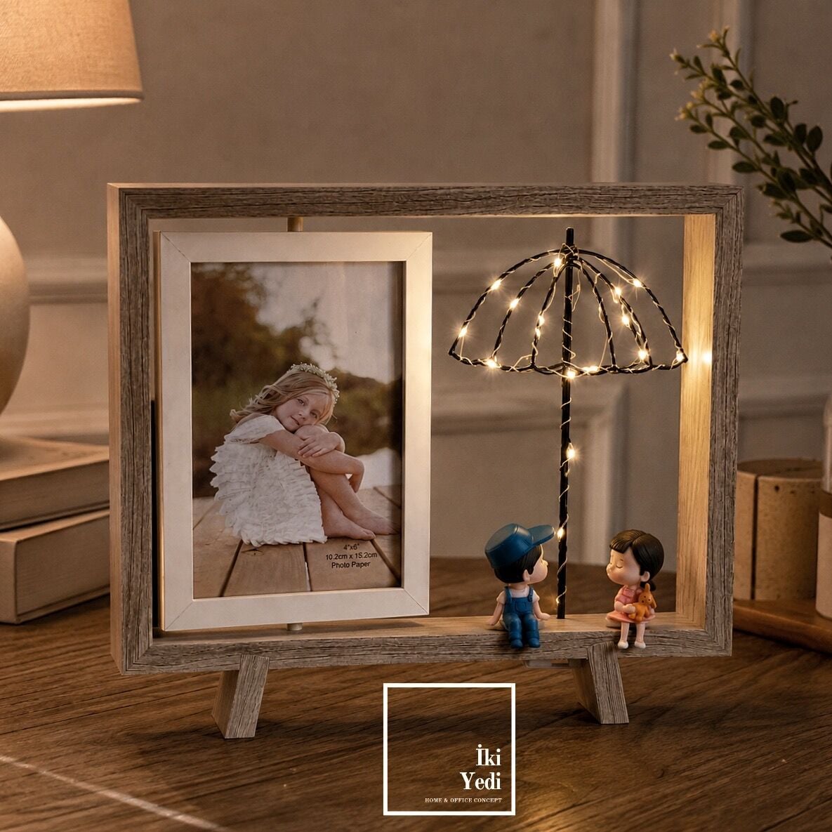 İmagofer Işıklı Fotoğraf Çerçevesi Sevgiliye & Doğum Günü Hediyesi Led Gece Lambası Anı Çerçevesi