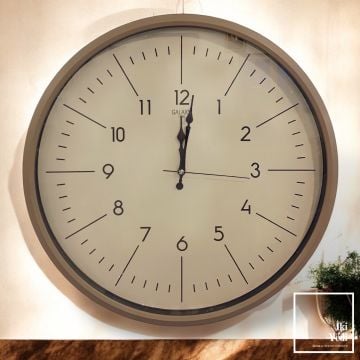 Seedorf 50 cm Duvar Saati, Minimalist Bej Saat Ev ve Ofis Dekoru, Şık Dekoratif Hediye