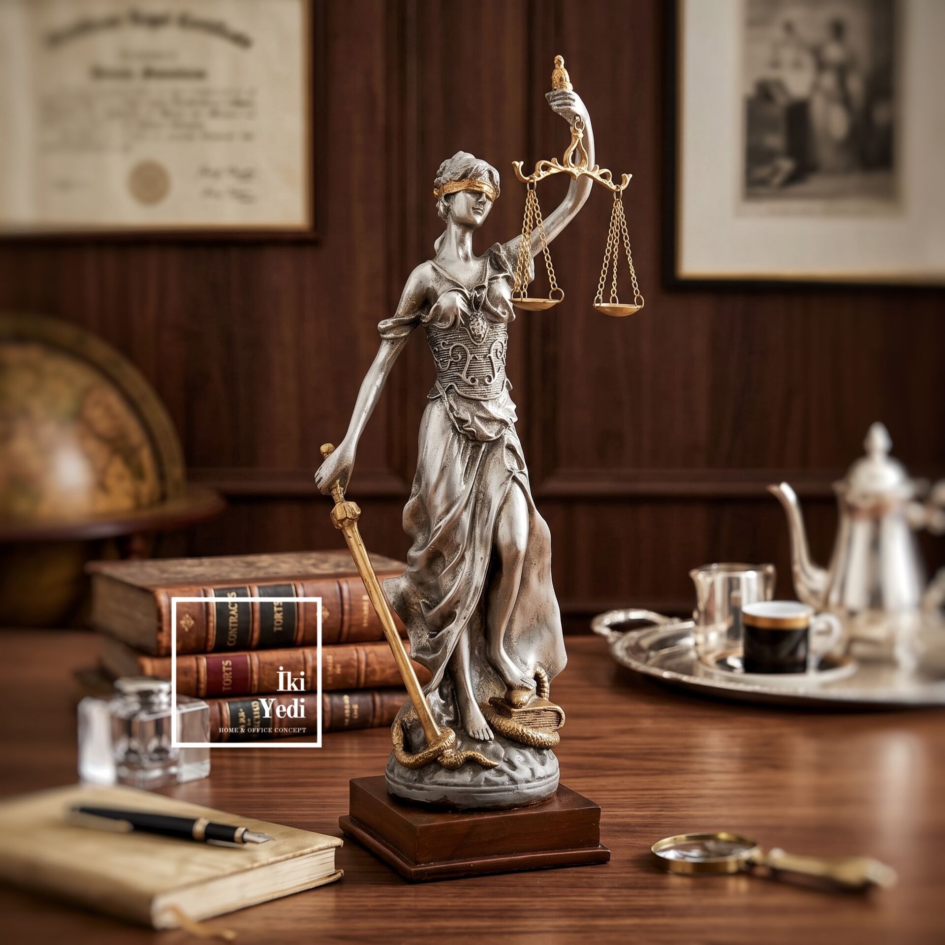 Themiron Adalet Tanrıçası Themis Heykeli 43 cm Lady Justice Biblo Hukuk Ofisi Dekoru Avukata Hediye