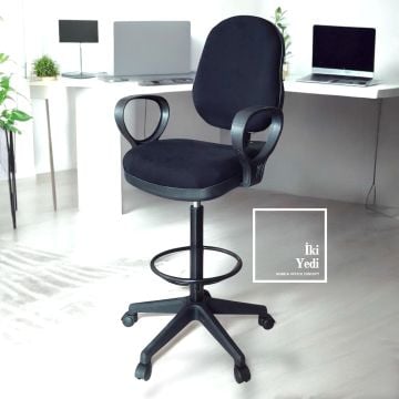 Viny Hareketli Bar Taburesi Döner Bar Sandalyesi Kollu Kolçaklı Bistro Kasa Tipi