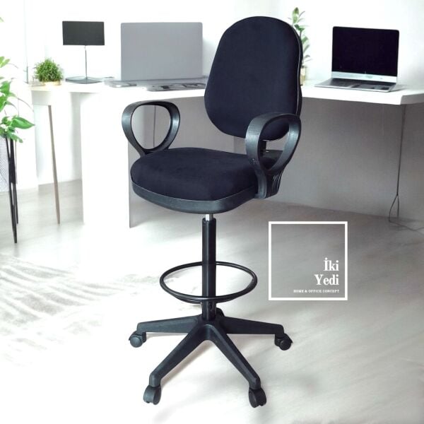 Viny Hareketli Bar Taburesi Döner Bar Sandalyesi Kollu Kolçaklı Bistro Kasa Tipi