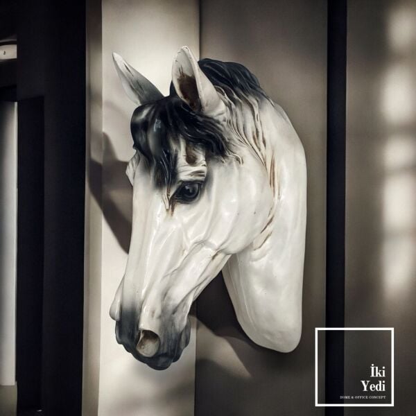 Anderson 42 cm Büyük At Kafası Beyaz At Başı Duvara Asma Hayvan Dekoru Dekoratif Objeler Ev Dekorasyonu Ofis Hediyesi