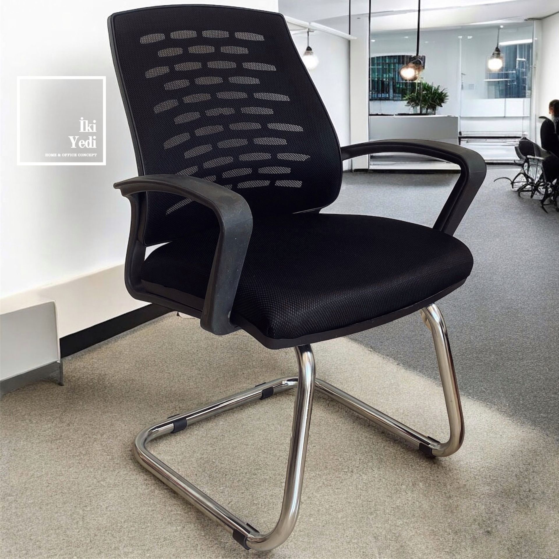 Varappe Kalın Süngerli Fileli Bekleme Koltuğu Krom Ayaklı Misafir Sandalyesi Ofis Koltukları Büro Dinlenme Makam Önü Ekonomik Kademe