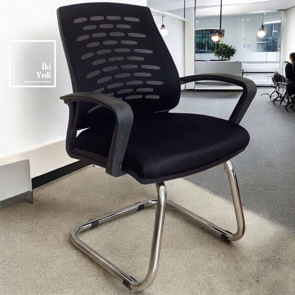 Varappe Kalın Süngerli Fileli Bekleme Koltuğu Krom Ayaklı Misafir Sandalyesi Ofis Koltukları Büro Dinlenme Makam Önü Ekonomik Kademe