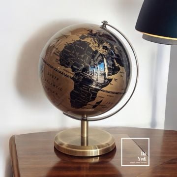 Mundo Müzikli Siyah Dünya Küresi, Müzik Kutulu Yerküre, Dekoratif Ofis Ev Hediyesi Aksesuar
