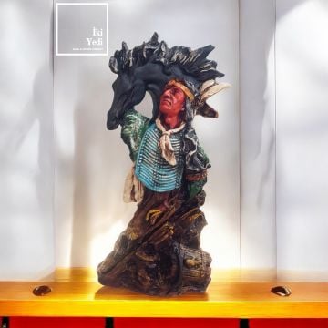 Ayita Kızılderili Kabilesi Renkli Biblo Heykel Dekoratif Objeler Ev Dekorasyonu Ofis