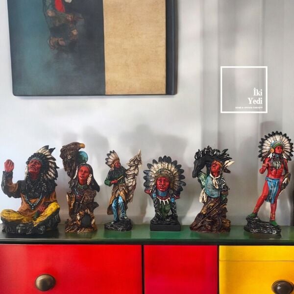 Ayita Kızılderili Kabilesi Renkli Biblo Heykel Dekoratif Objeler Ev Dekorasyonu Ofis
