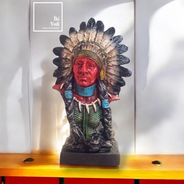 Ayita Kızılderili Kabilesi Renkli Biblo Heykel Dekoratif Objeler Ev Dekorasyonu Ofis 77-4