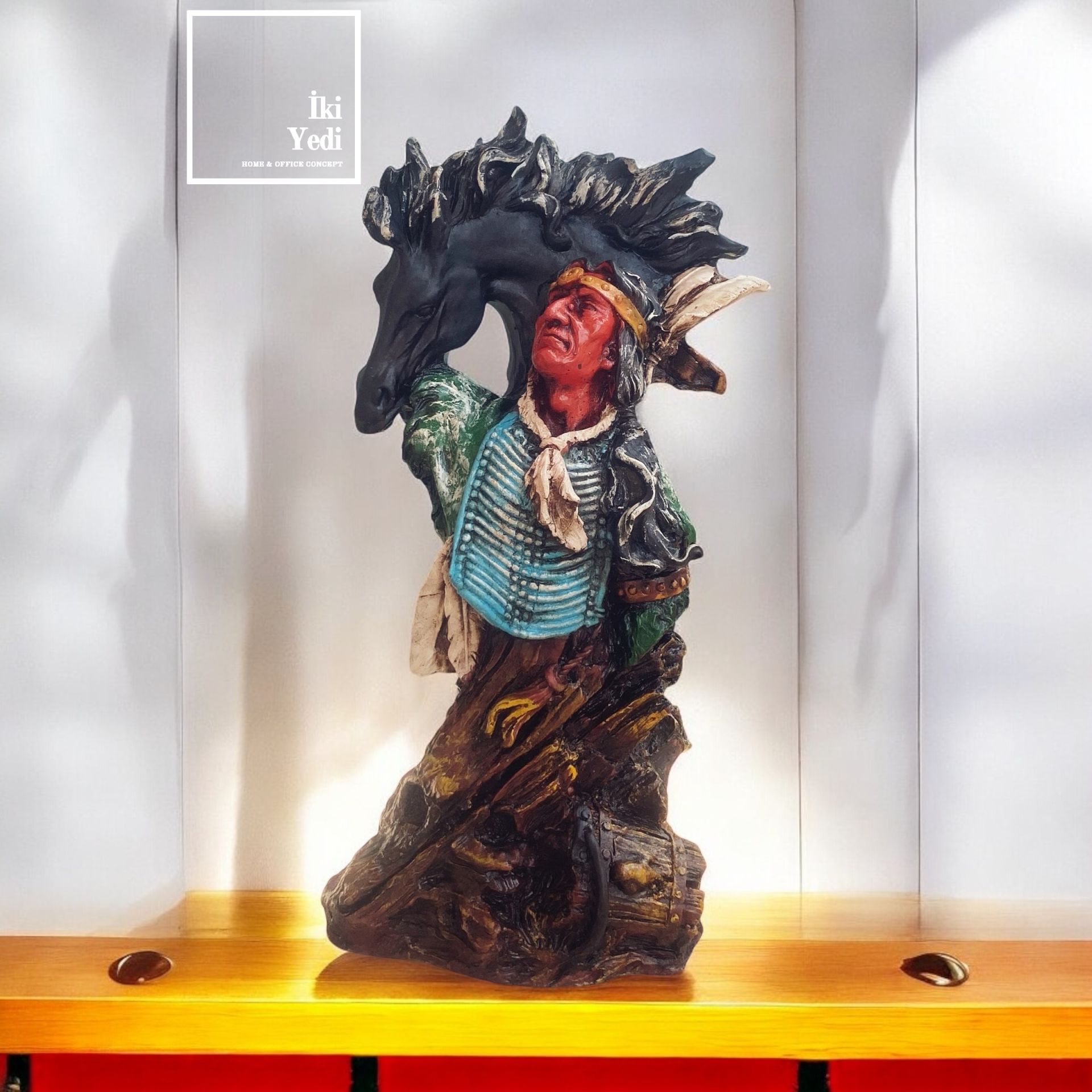 Ayita Kızılderili Kabilesi Renkli Biblo Heykel Dekoratif Objeler Ev Dekorasyonu Ofis 77-5