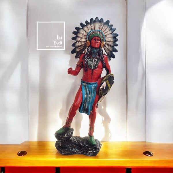 Ayita Kızılderili Kabilesi Renkli Biblo Heykel Dekoratif Objeler Ev Dekorasyonu Ofis 77-6