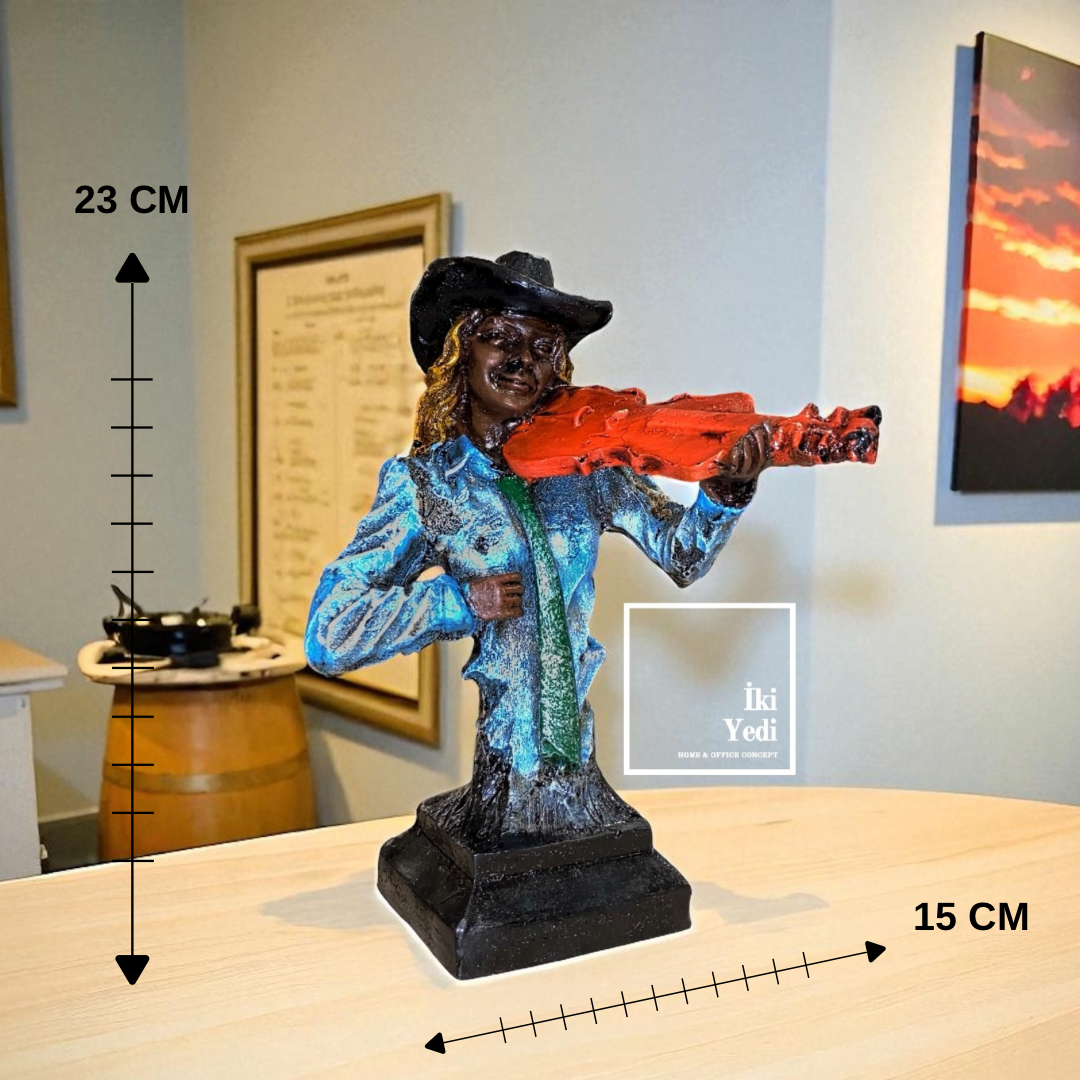 Reverdi Müzik Grubu Müzisyen Biblo Heykel Dekoratif Obje Çello Keman Gitar Akordiyon 77-1