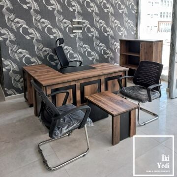 Surcroit Ofis Çalışma Masası Takımı Büro Makam Odası Seti Yönetici Mobilya Grubu Tam Set