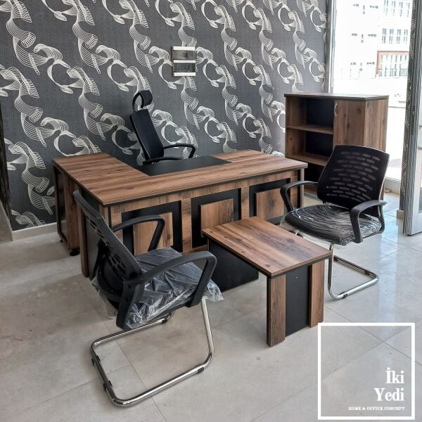 Surcroit Ofis Çalışma Masası Takımı Büro Makam Odası Seti Yönetici Mobilya Grubu Tam Set