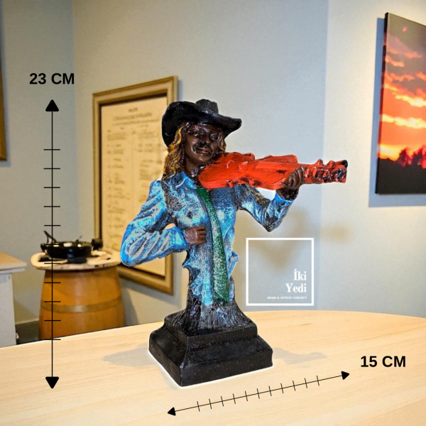Reverdi Müzik Grubu Müzisyen Biblo Heykel Dekoratif Obje Çello Keman Gitar Akordiyon 77-2