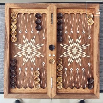 Legrand Ceviz Ağacı Masif Ahşap Tavla Takımı Ahşap Satranç ve Dama Çift Taraflı Antik Lüks