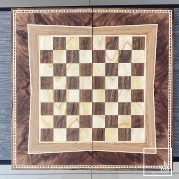 Legrand Ceviz Ağacı Masif Ahşap Tavla Takımı Ahşap Satranç ve Dama Çift Taraflı Antik Lüks