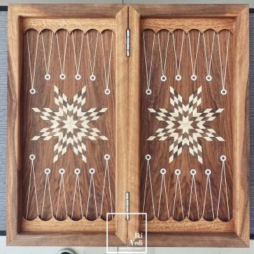 Legrand Ceviz Ağacı Masif Ahşap Tavla Takımı Ahşap Satranç ve Dama Çift Taraflı Antik Lüks