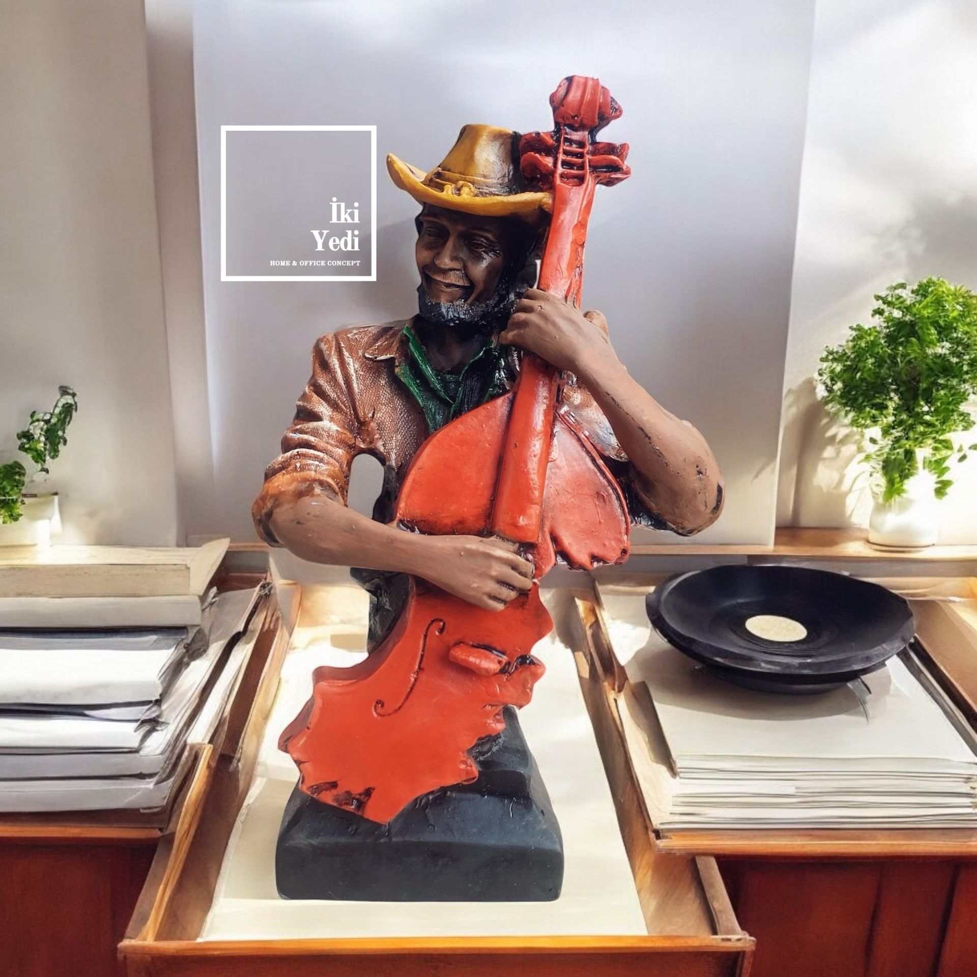 Reverdi Müzik Grubu Müzisyen Biblo Heykel Dekoratif Obje Çello Keman Gitar Akordiyon Ev Dekorasyonu Ofis Hediyesi 77-5