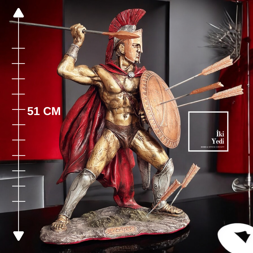 Sparta Kralı Leonidas Heykeli 51 cm Dev Boyut Dekor Lüks Ofis Hediyesi Obje Savaş Tarih Konsept Big