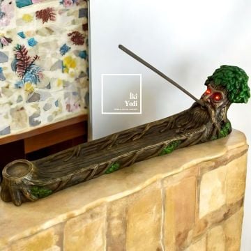 Hayat Ağacı Figürlü Işıklı Tütsülük – Renkli Konik ve Çubuk Tütsü Kabı, Dekoratif Hediyelik