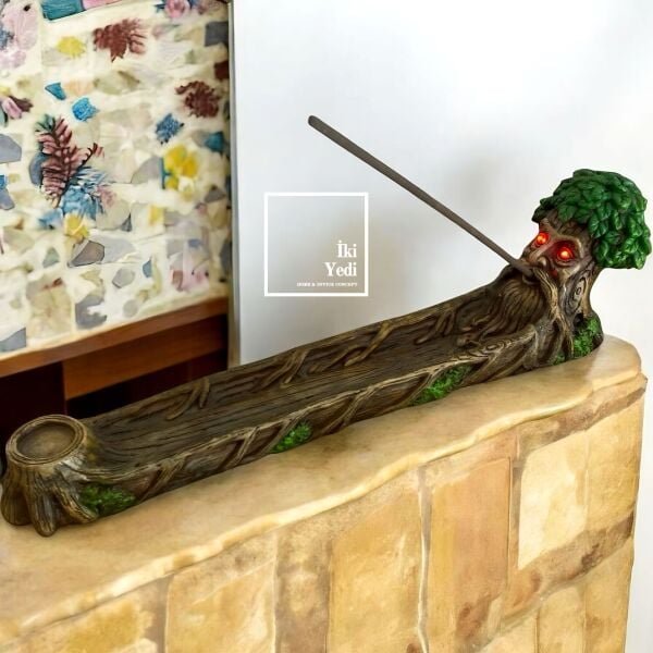 Hayat Ağacı Figürlü Işıklı Tütsülük – Renkli Konik ve Çubuk Tütsü Kabı, Dekoratif Hediyelik