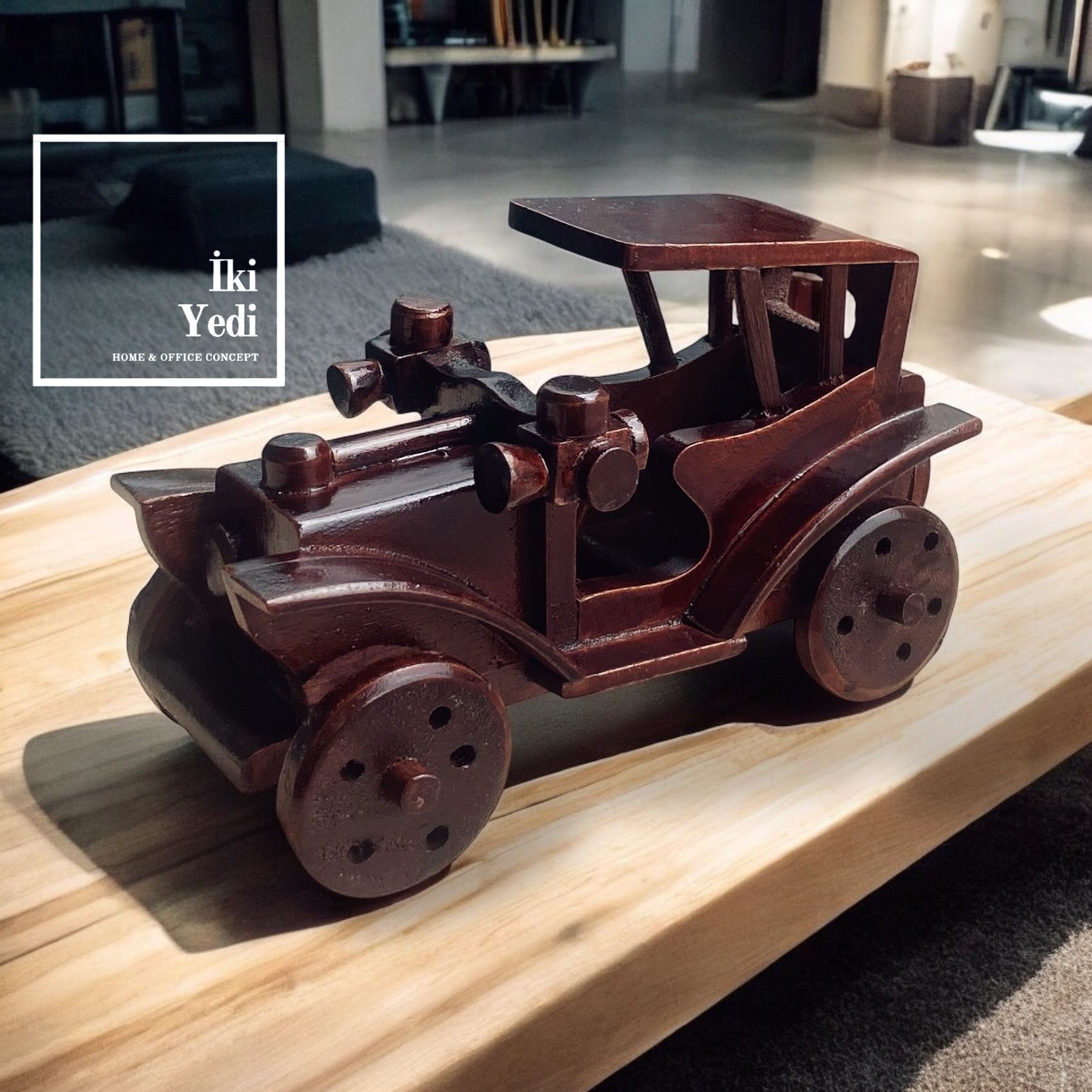 Nobre Nostaljik Ahşap Araba Maketi – Klasik Retro Dekoratif Obje, Ev ve Ofis Hediyesi Ekonomik Ucuz