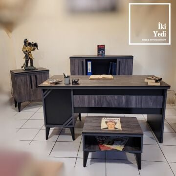 Bavyera Büro Masası Takımı Ofis Mobilyası Seti Patron Yönetici Müdür Çalışma Odası Grubu