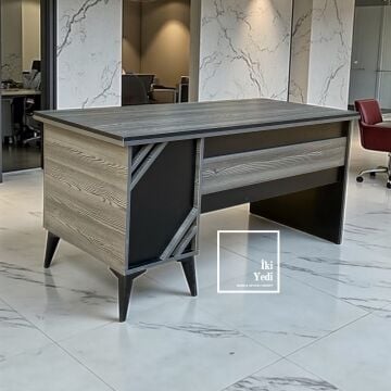 Bavyera Ofis Takımı Modern Tasarım Masa, Dolap, Etajer ve Orta Sehpa, Fileli Misafir Koltuklu Yönetici Takımı