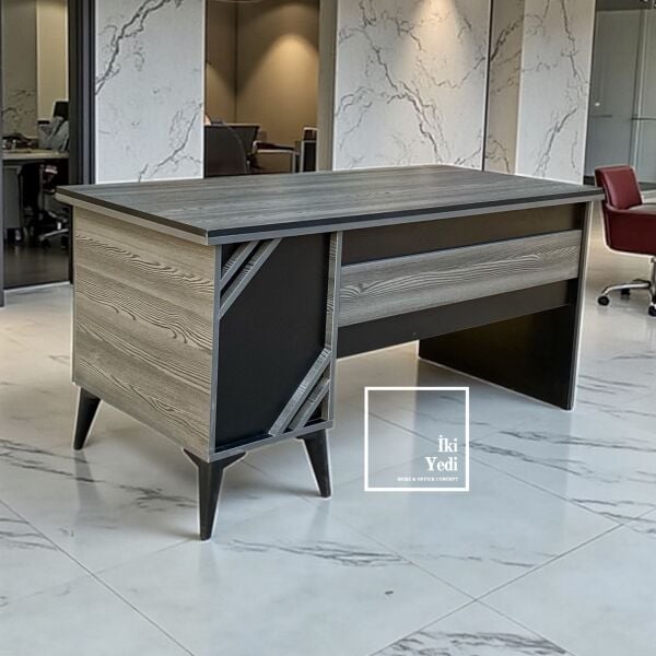 Bavyera Ofis Takımı Modern Tasarım Masa, Dolap, Etajer ve Orta Sehpa, Fileli Misafir Koltuklu Yönetici Takımı