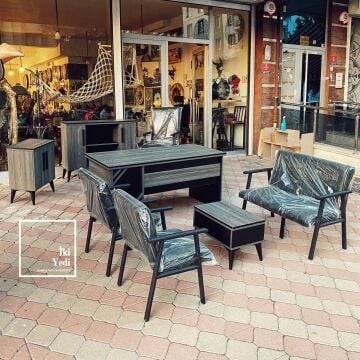 Bavyera 160 cm Modern Gri Siyah Ofis Masa Takımı Ofis Mobilyaları Büro Makam Odası Yönetici Seti