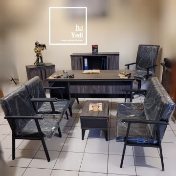 Bavyera Makam Oda Takımı Ofis Çalışma Masası Seti Büro Yönetici Grubu Patron Müdür Koltuklar