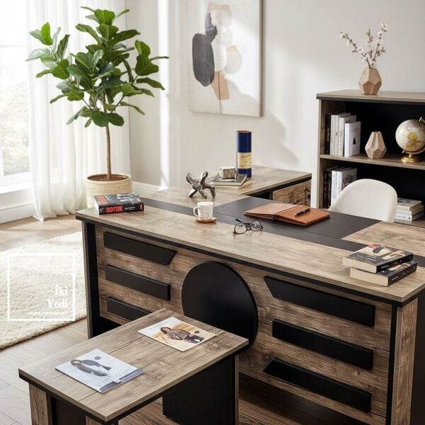 Desprix Modern Çalışma Masası Takımı 75x160 cm Ofis Mobilyası Seti Büro Mobilyaları Yönetici Makam