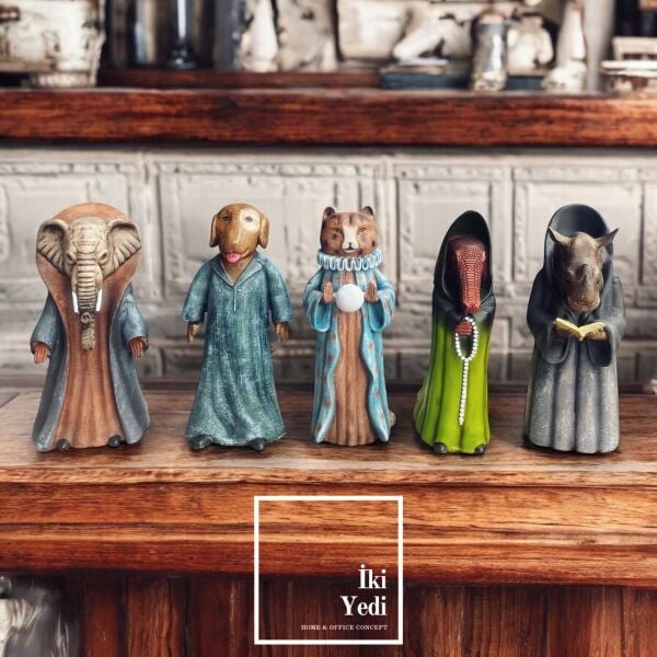 İkonik Dövüş Sanatları Ustaları Fil Timsah Gergedan Kedi Köpek Meditasyon Figürleri