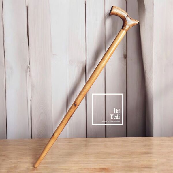 Logan 77-1 Masif Ceviz Ahşap Baston – 93 cm Antika El Yapımı Koleksiyonluk Hediyelik Baston