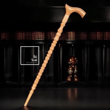 Olivier Serisi El Oyması Masif Ceviz Ahşap Baston – Antika El İşçiliği Baston Modeli 92-95 cm