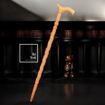Olivier Serisi El Oyması Masif Ceviz Ahşap Baston – Antika El İşçiliği Baston Modeli 92-95 cm