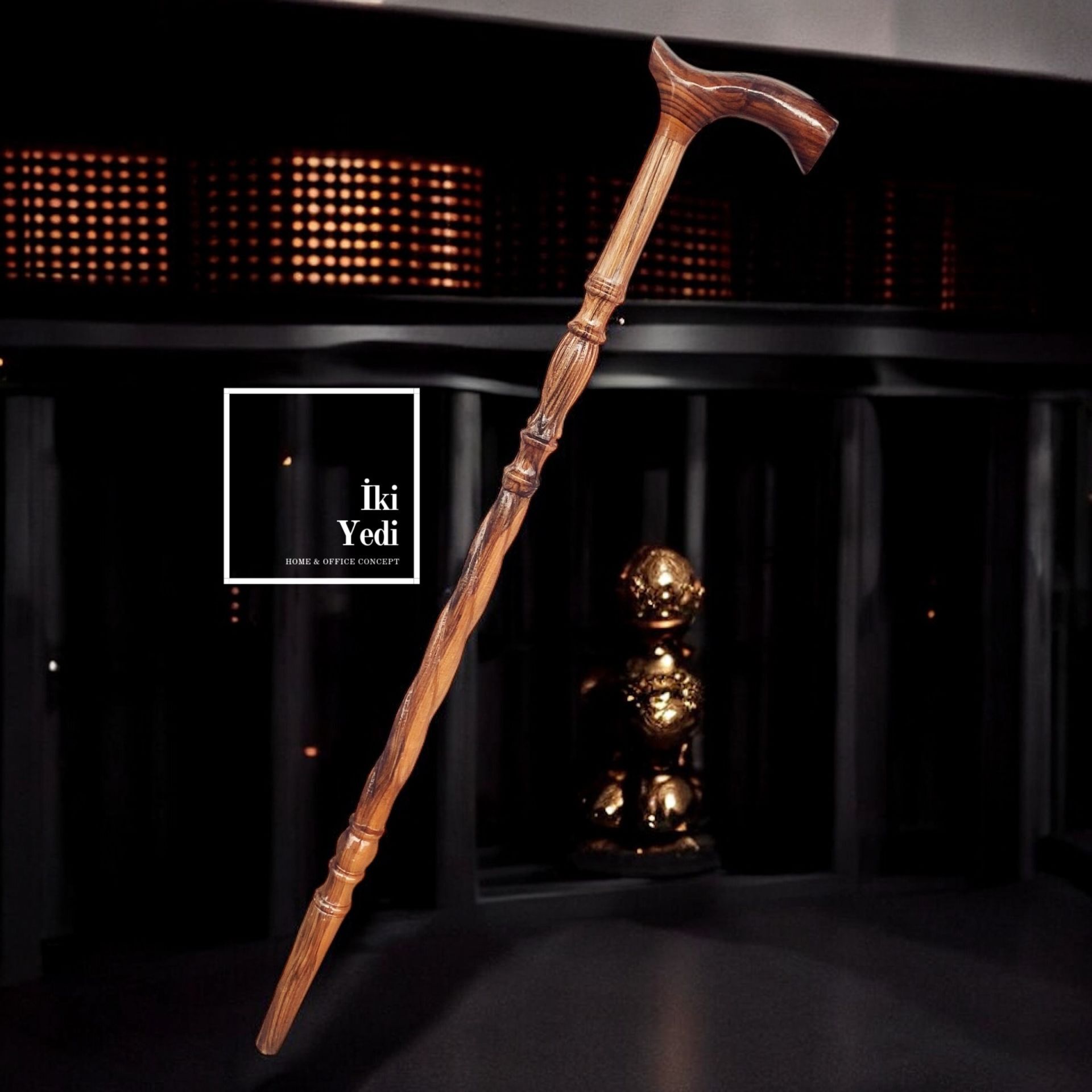 Olivier Serisi El Oyması Masif Ceviz Ahşap Baston – Antika El İşçiliği Baston Modeli 92-95 cm 77-1