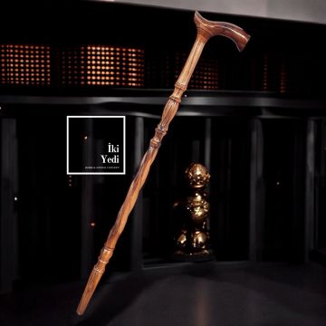 Olivier Serisi El Oyması Masif Ceviz Ahşap Baston – Antika El İşçiliği Baston Modeli 92-95 cm 77-1