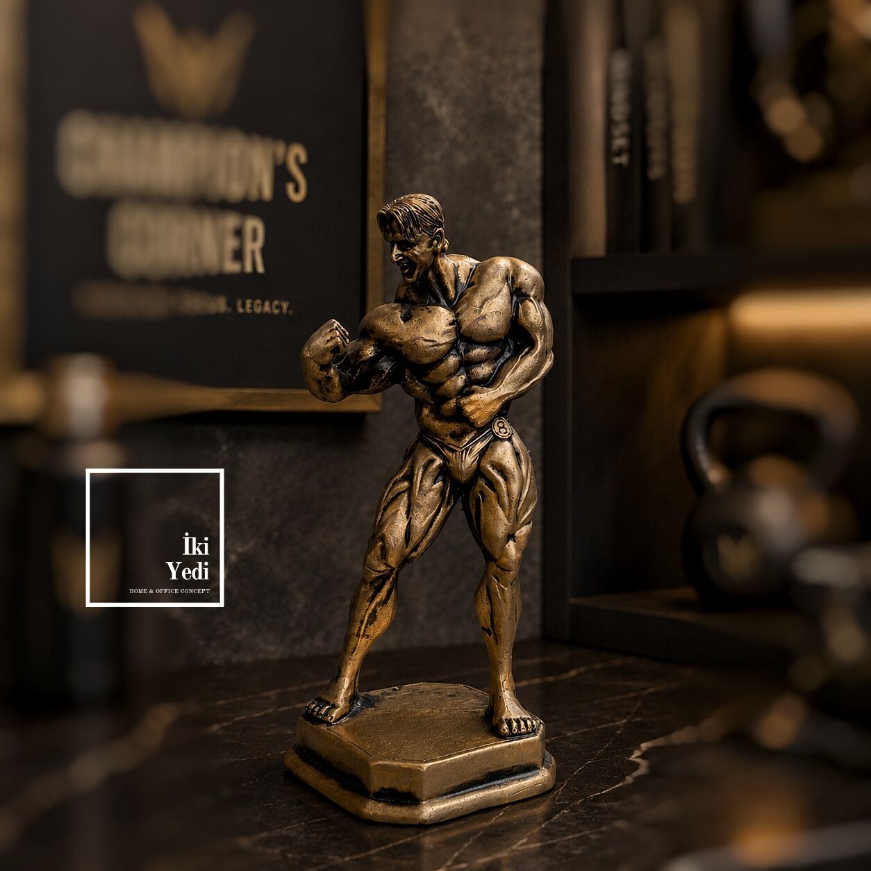 REPCON : İkonik Vücut Geliştirme Biblosu 25 cm Dekoratif Obje Arnold Serisi Ev Ofis Gym Spor Salonu